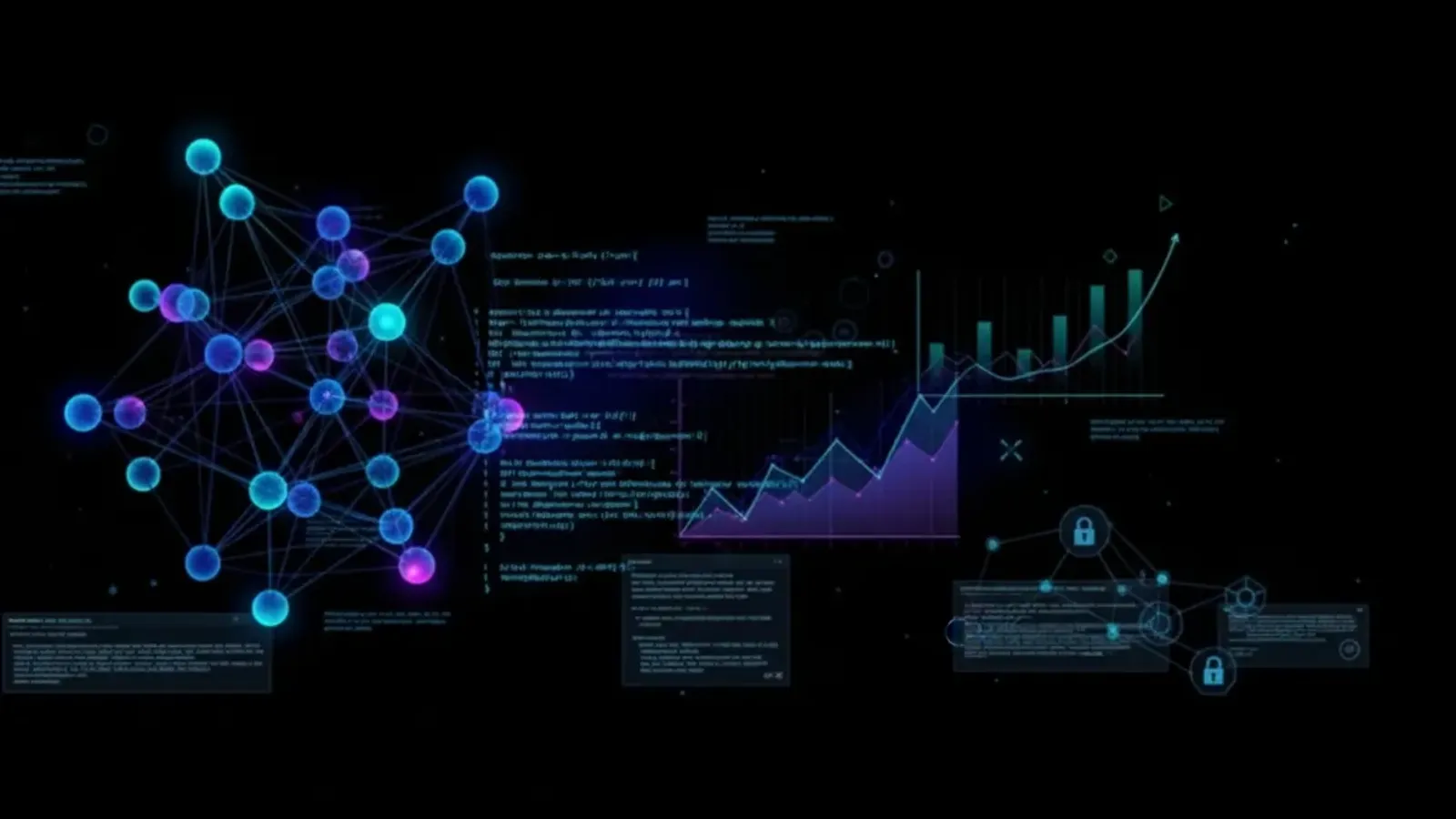 Abstract visualization of Claude Opus 4.5 AI model architecture featuring interconnected neural network nodes, coding syntax overlays, and benchmark performance indicators representing Anthropic's most advanced enterprise AI assistant for software develop