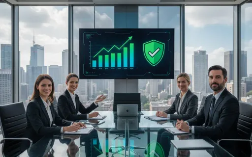 Executive team reviewing productivity and security metrics that demonstrate the benefits of managed IT services