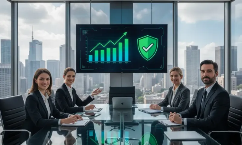 Executive team reviewing productivity and security metrics that demonstrate the benefits of managed IT services