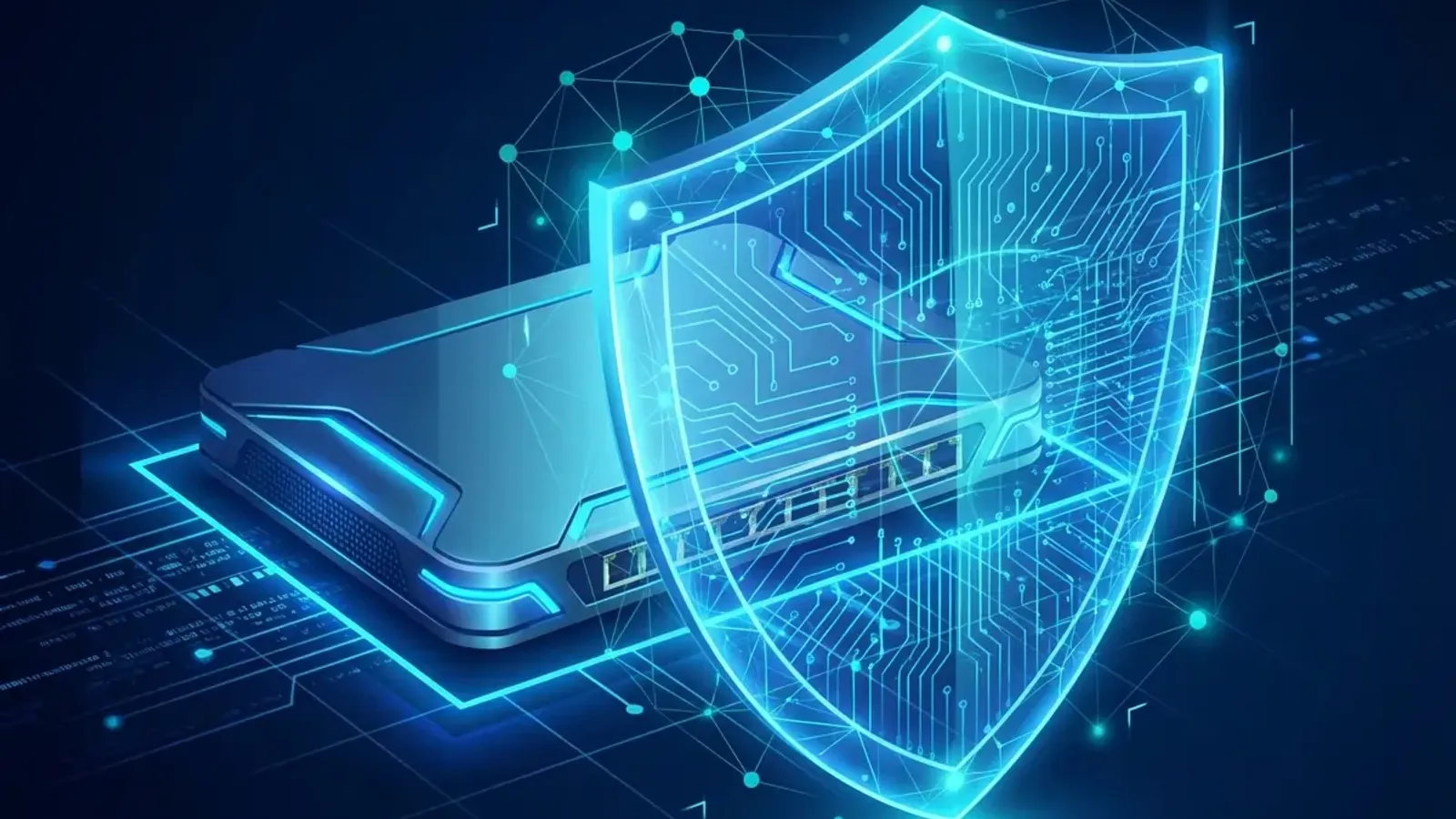 Sophos Firewall v22 visualization showing enterprise network security with AI-powered threat detection, CIS benchmark health check dashboard, and secure-by-design architecture protecting business infrastructure.