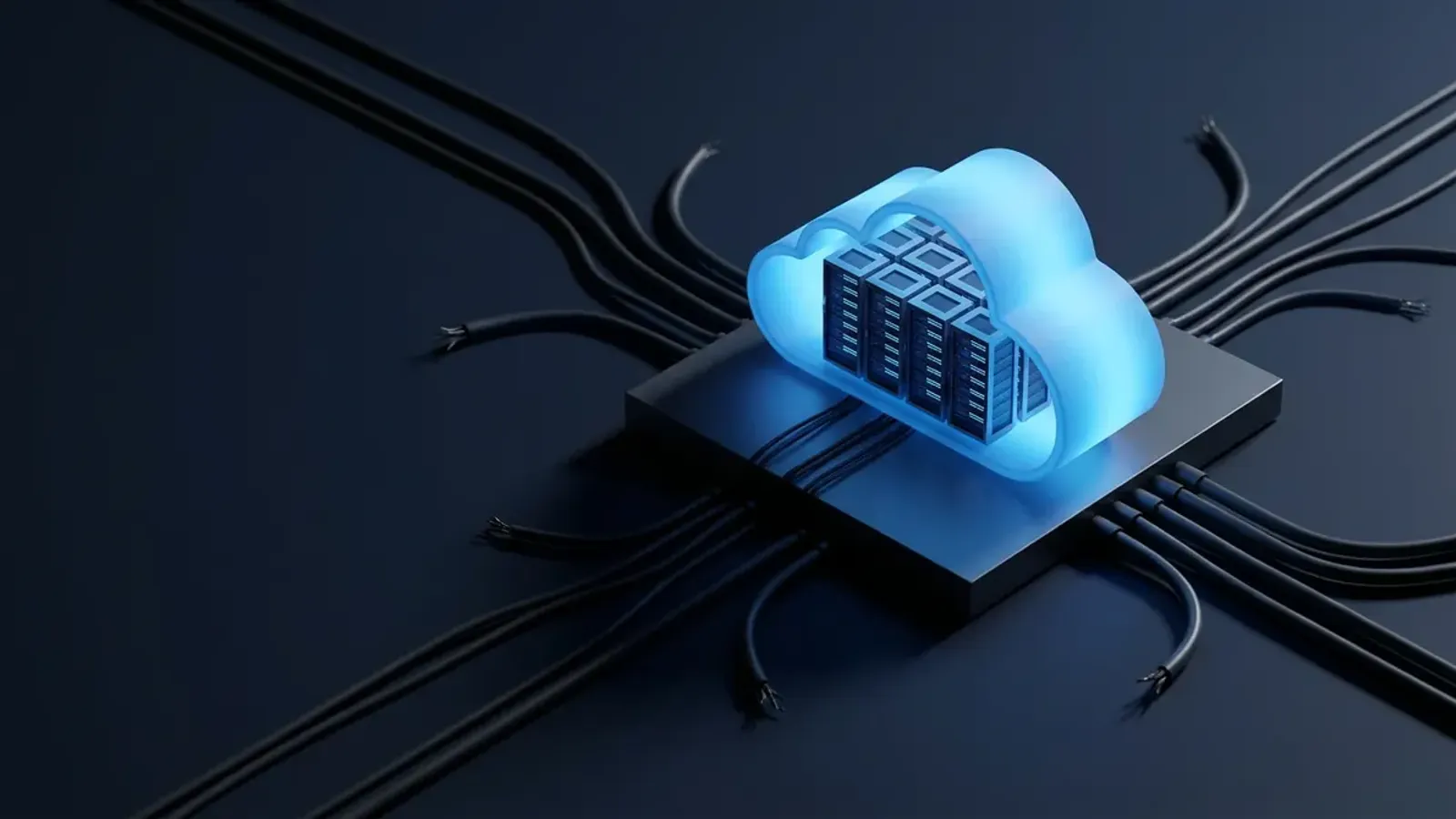 Conceptual illustration of a cloud region with healthy servers but severed external network routes
