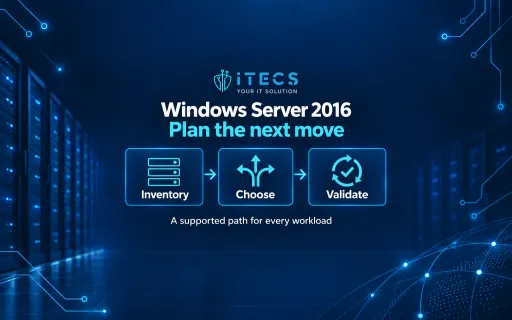 ITECS Windows Server 2016 planning workflow: Inventory, Choose and Validate a supported path for every workload.