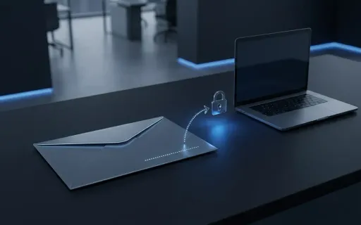 Conceptual illustration of a fake DocuSign document lure delivering a legitimate remote-access tool to a laptop