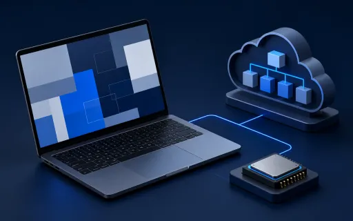 Abstract illustration of a Windows business laptop being securely associated with an organization before device enrollment