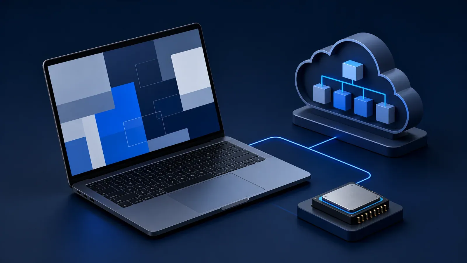Abstract illustration of a Windows business laptop being securely associated with an organization before device enrollment