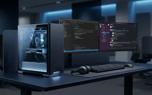 A developer workstation with a discrete GPU running a local DeepSeek R1 AI model