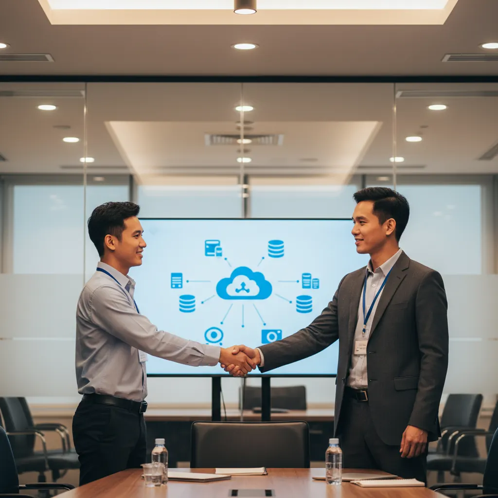 ITECS professionals meeting with business leaders in a conference room to discuss ongoing co-managed IT partnership