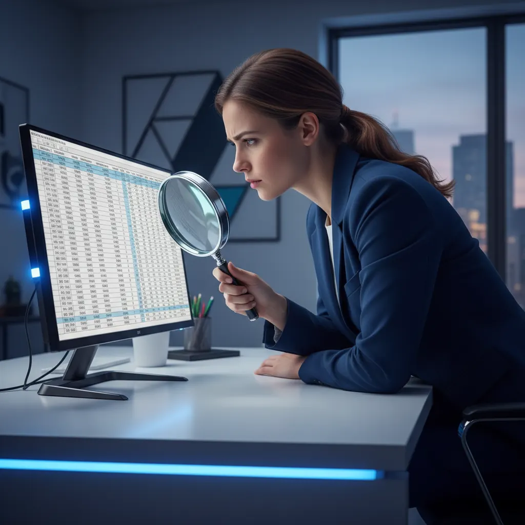 Finance professional examining a detailed spreadsheet to uncover hidden IT service costs