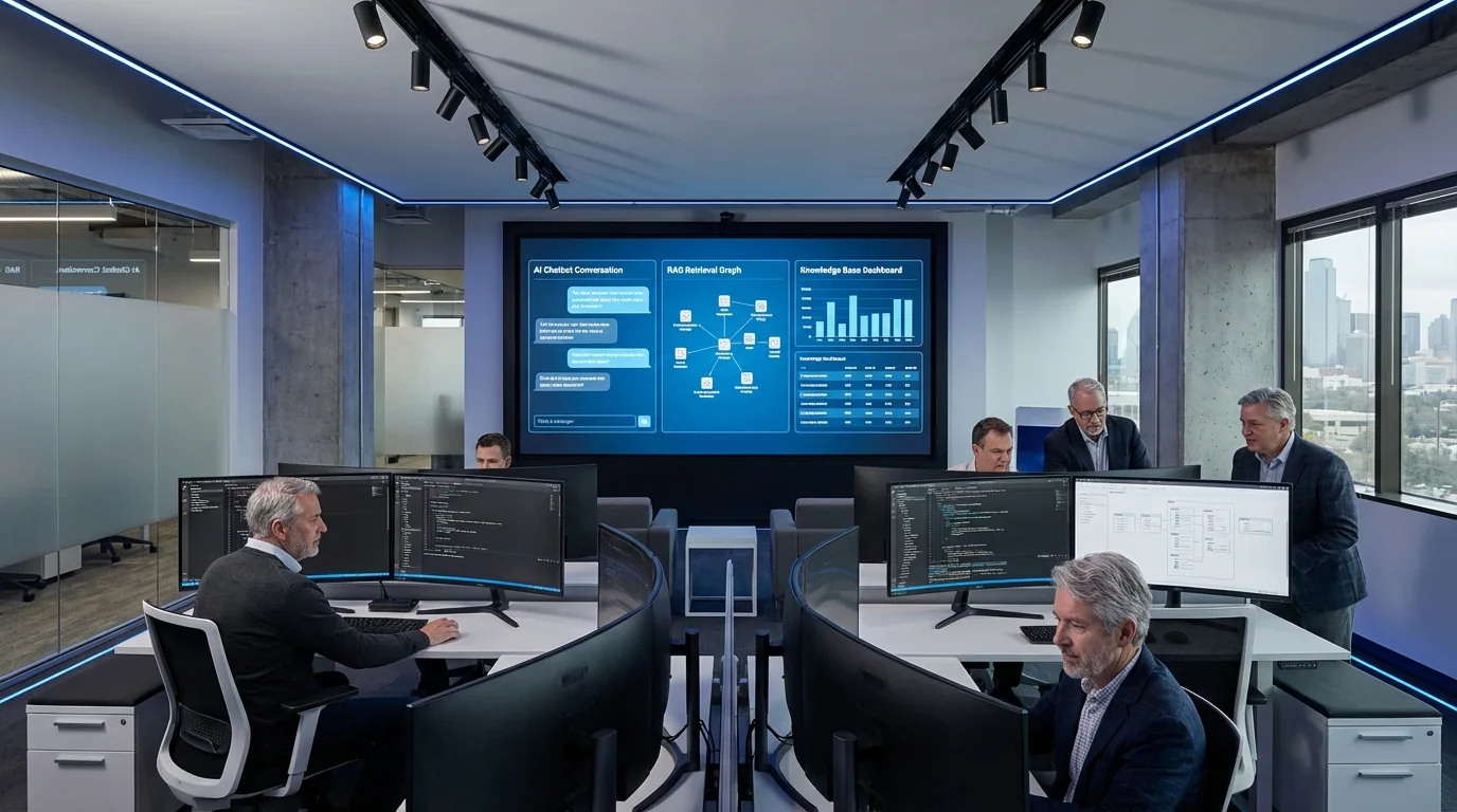 ITECS engineers planning a secure AI workflow for a Dallas small business